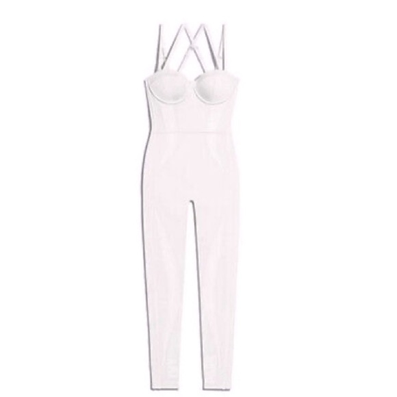 IVY PARK Pants - Adidas x Ivy Park Icy Beyonce Knit Catsuit Core Corset Bustier White Jumpsuit
